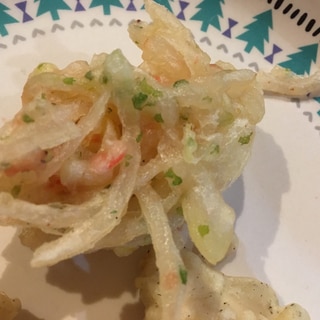 たまねぎと干しエビの磯かき揚げ